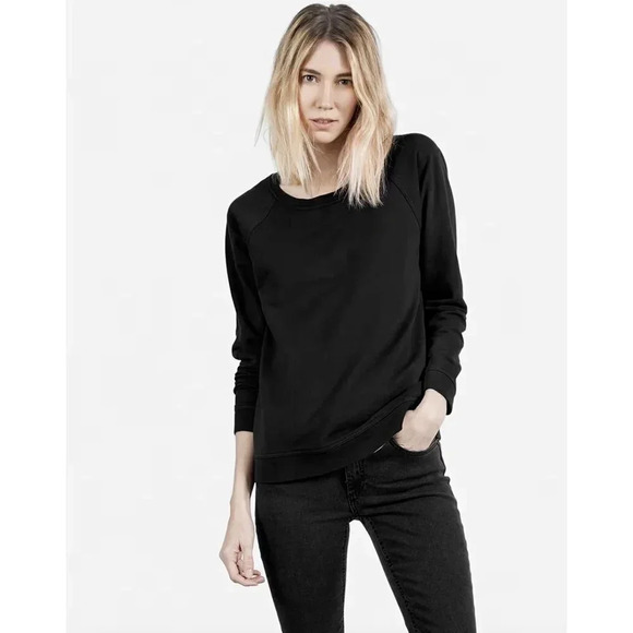 Everlane The Crew Sweatshirt Cotton In Black Color - Picture 1 of 13